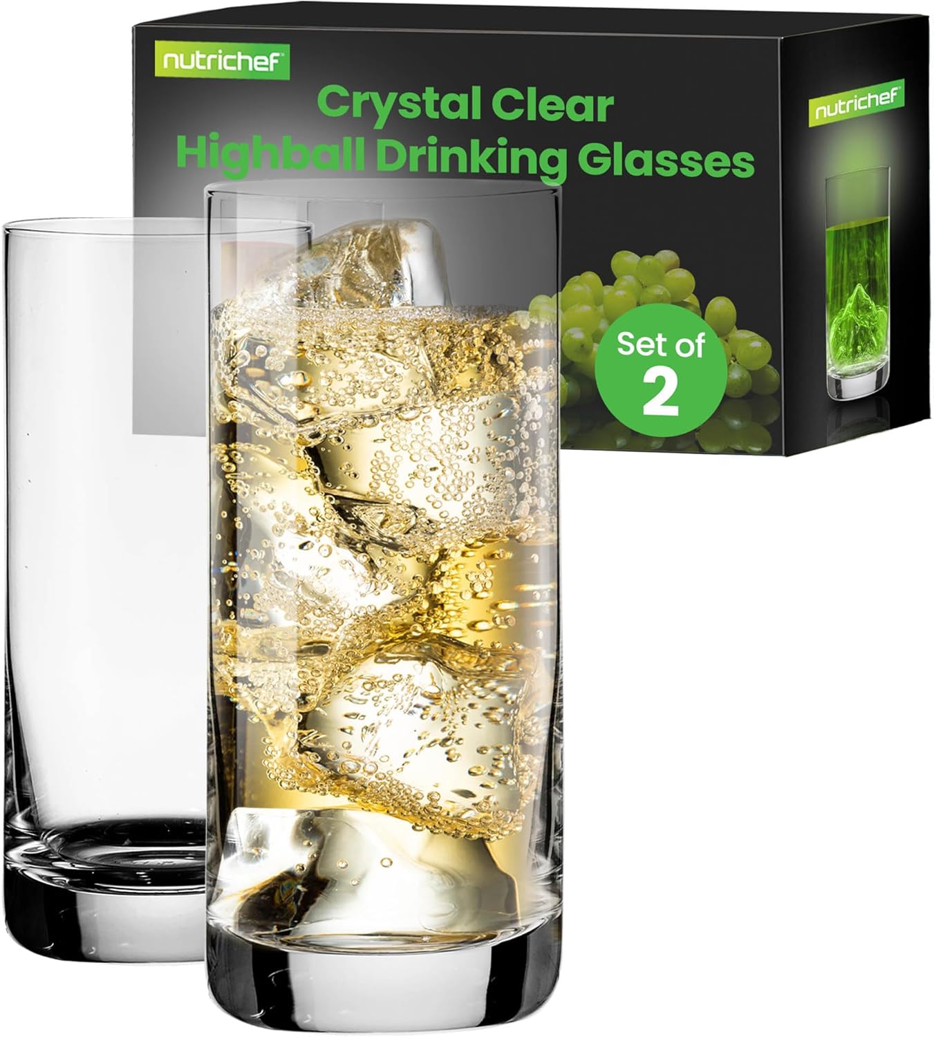Crystal Clear Highball Drinking Glasses
