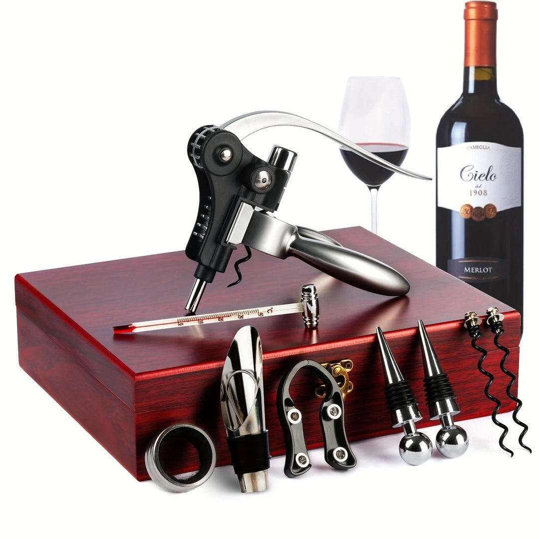 9 - Pieces Stainless Corkscrew Wine Opener Set - Bottles2Gift