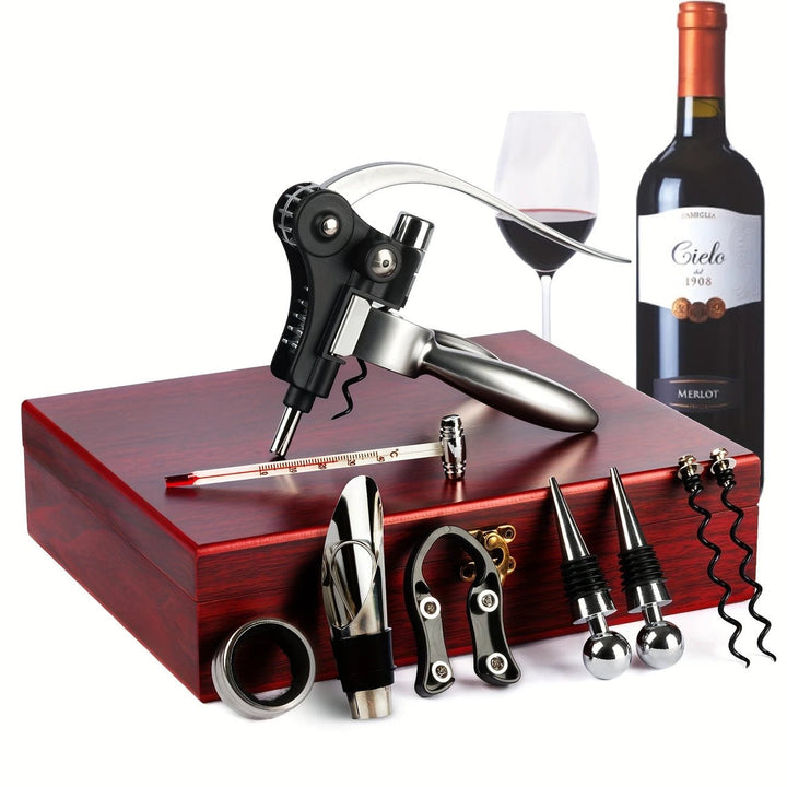 9 - Pieces Stainless Corkscrew Wine Opener Set - Bottles2Gift
