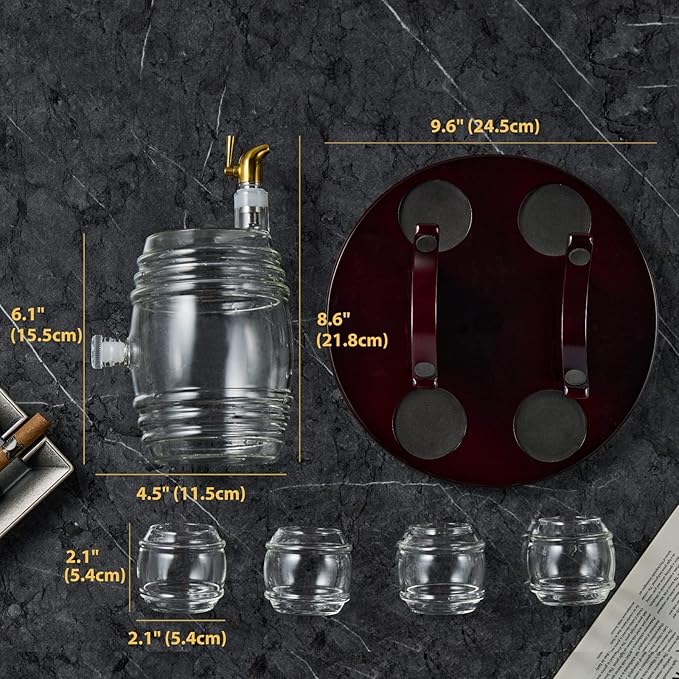 Barrel Whiskey Decanter Dispenser Set with Glasses - Bottles2Gift