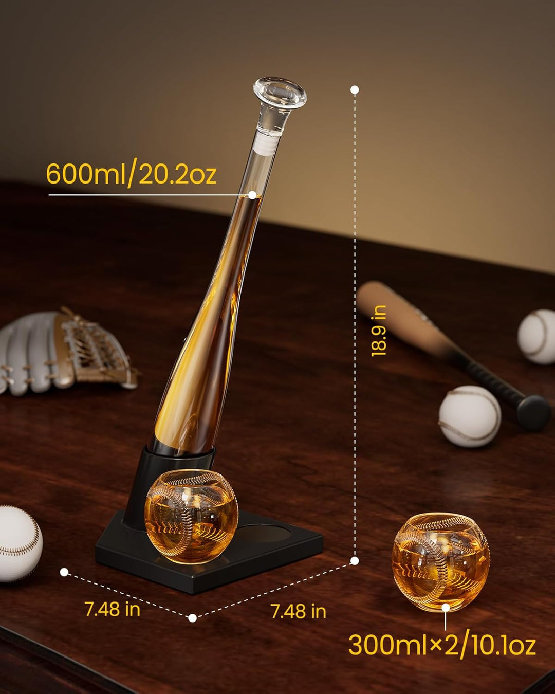 Baseball Bat Whiskey Decanter Set - Bottles2Gift