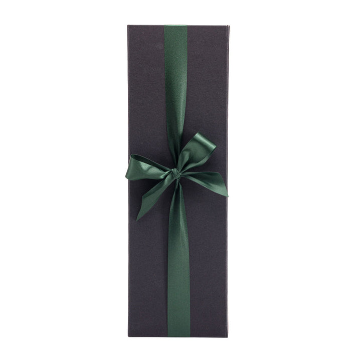 Custom Black Gift Box W/ Foam Insert, Ribbon, Thank you Card & Silk Fabric Lining - Bottles2Gift