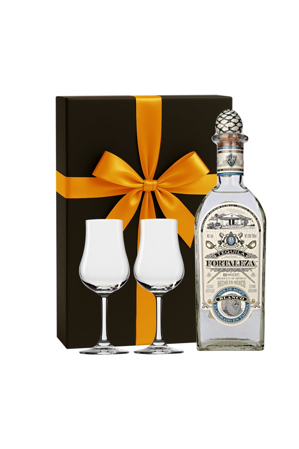 Fortaleza Blanco Tequila Gift Box W/ 2 Glasses - Bottles2Gift