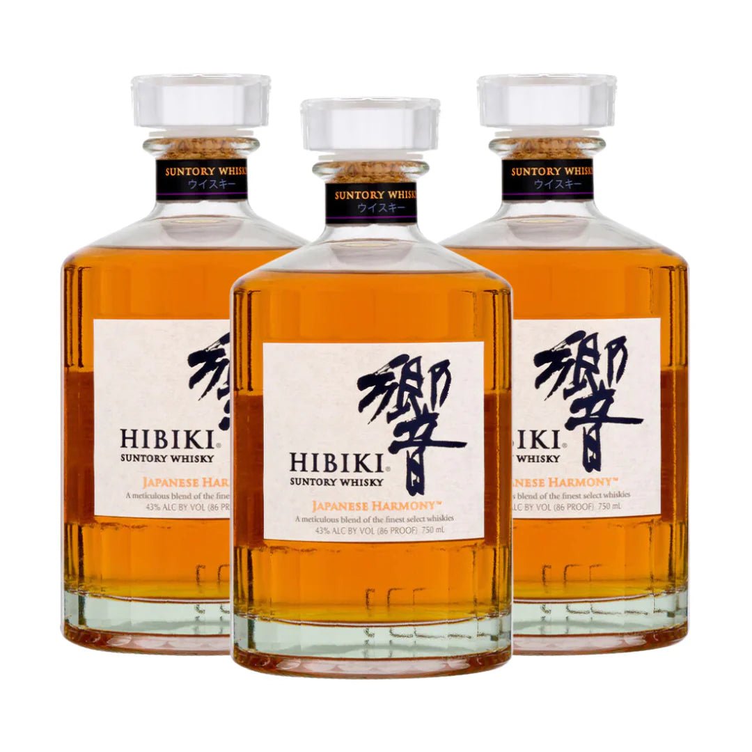 Hibiki Suntory Harmony Japanese Whisky 750ml 3-Pack Bottle Combo