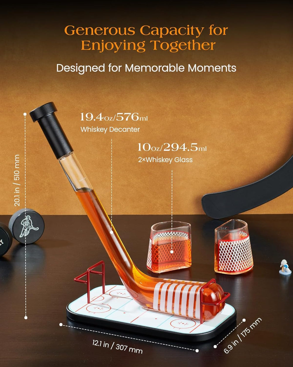 Ice Hockey Stick Whiskey Decanter Set - Bottles2Gift