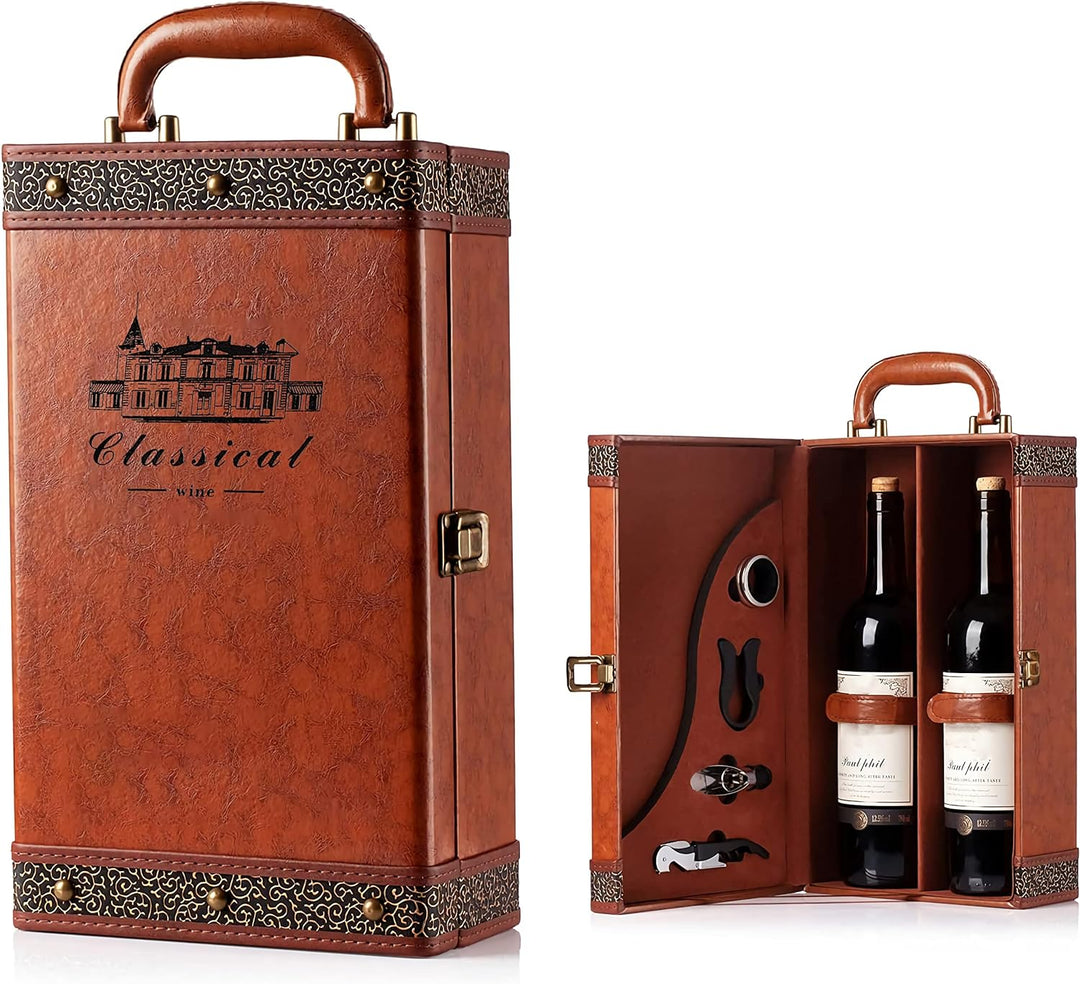 Leather Gift Box Set W/ Wine Accessories - Bottles2Gift