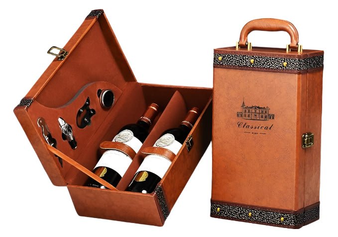 Leather Gift Box Set W/ Wine Accessories - Bottles2Gift