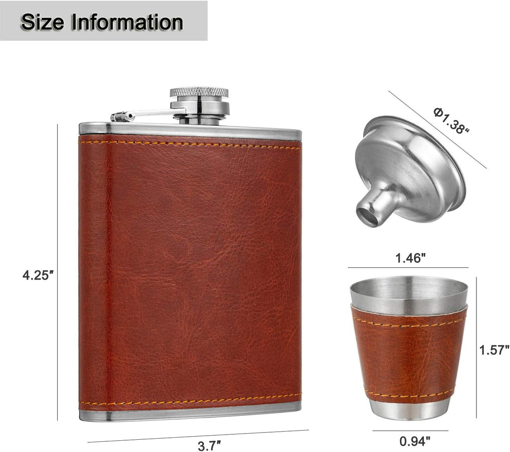Premium Leather Hip Flask Gift Set - Bottles2Gift