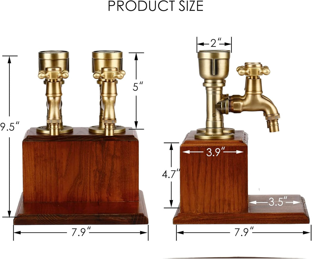 Rustic Wood & Brass Double Liquor Dispenser - Bottles2Gift