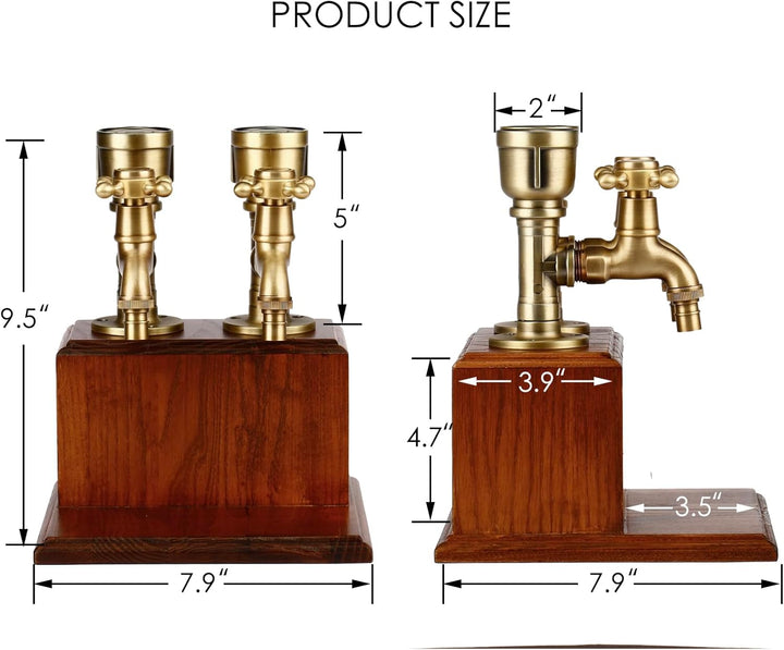 Rustic Wood & Brass Double Liquor Dispenser - Bottles2Gift