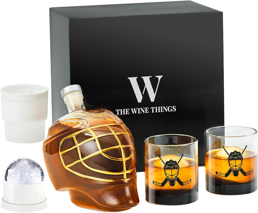 The Hockey Goalie Mask Whiskey Decanter Gift Set - Bottles2Gift
