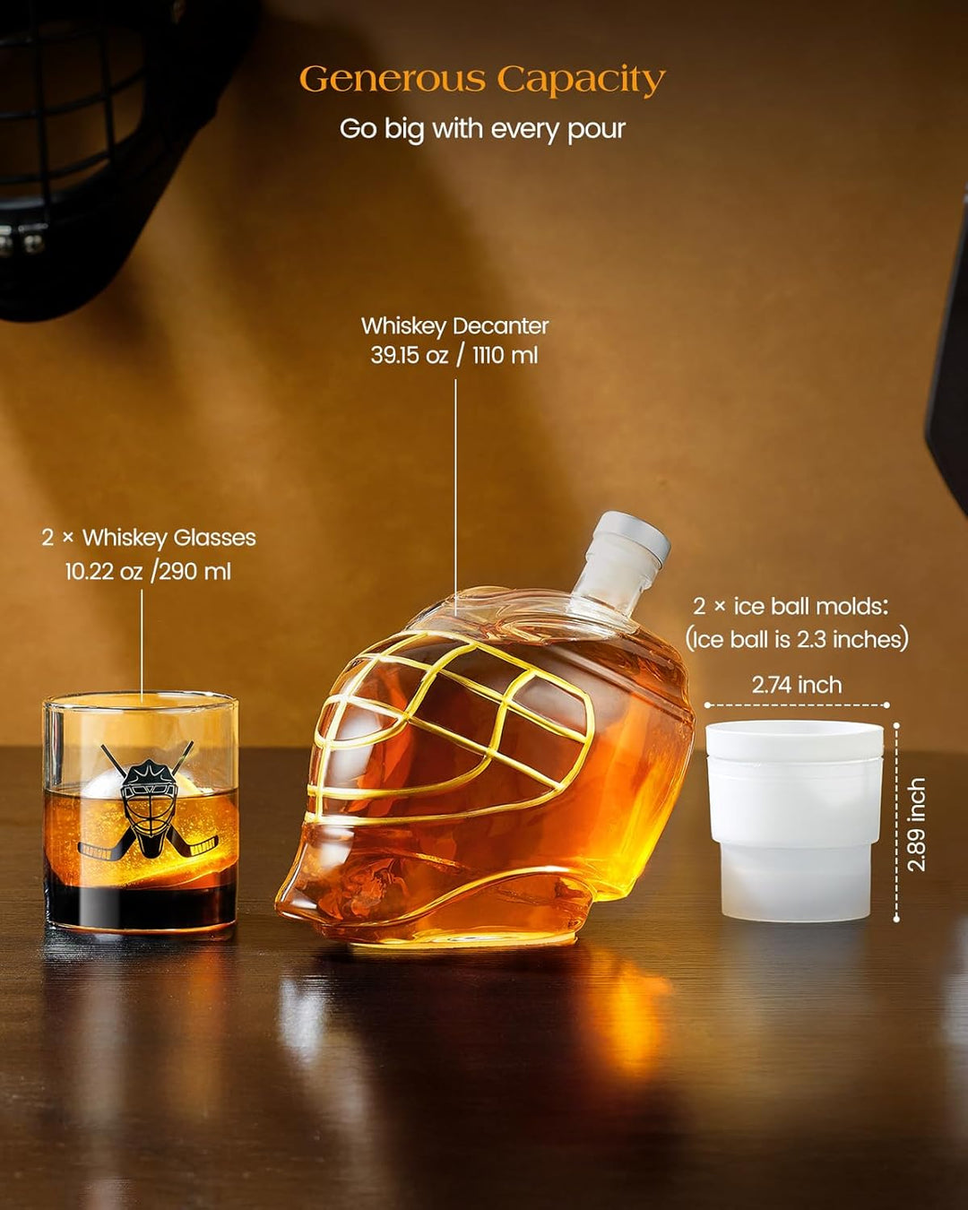 The Hockey Goalie Mask Whiskey Decanter Gift Set - Bottles2Gift