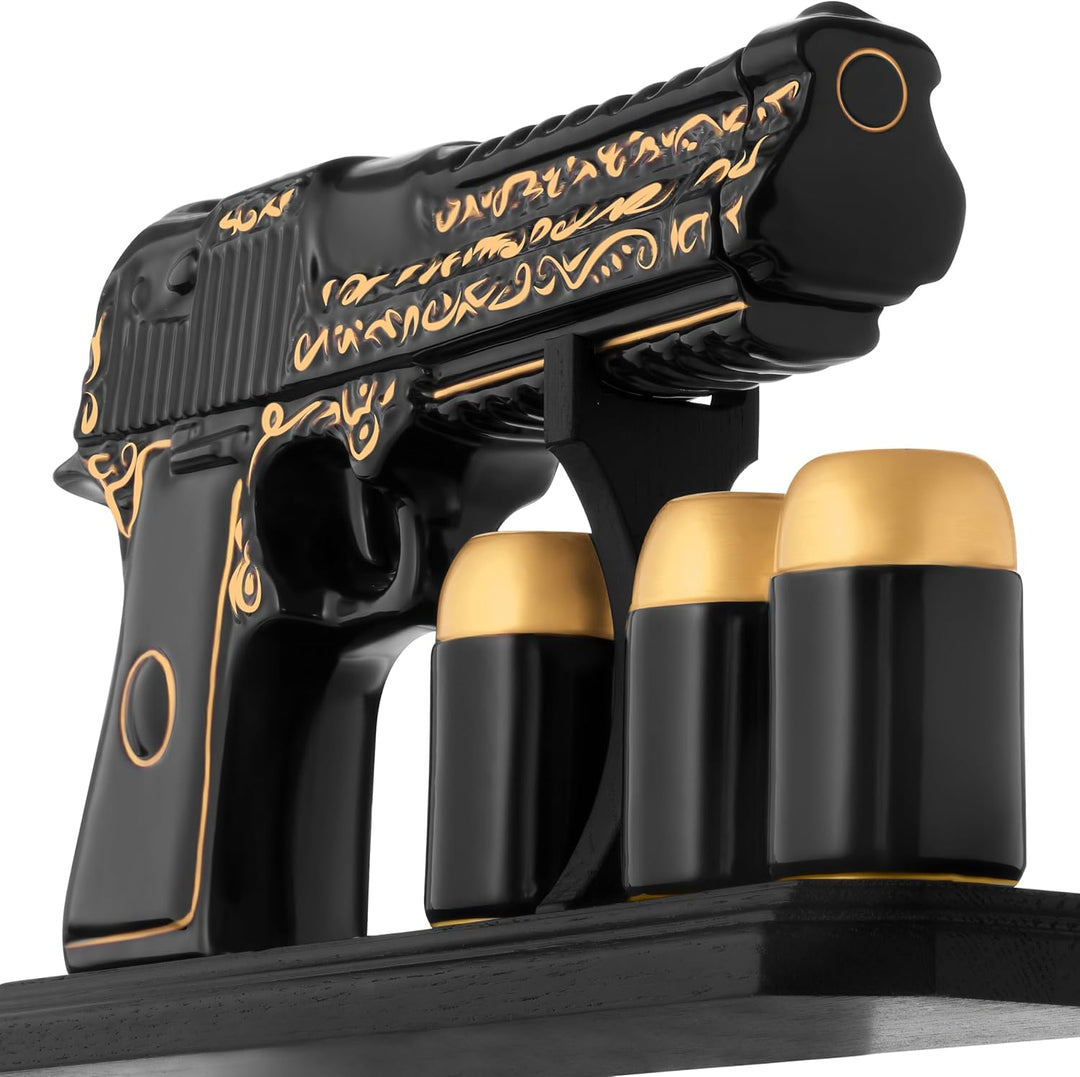 The Pistol Whiskey Decanter & Bullet Shot Glass Set - Bottles2Gift
