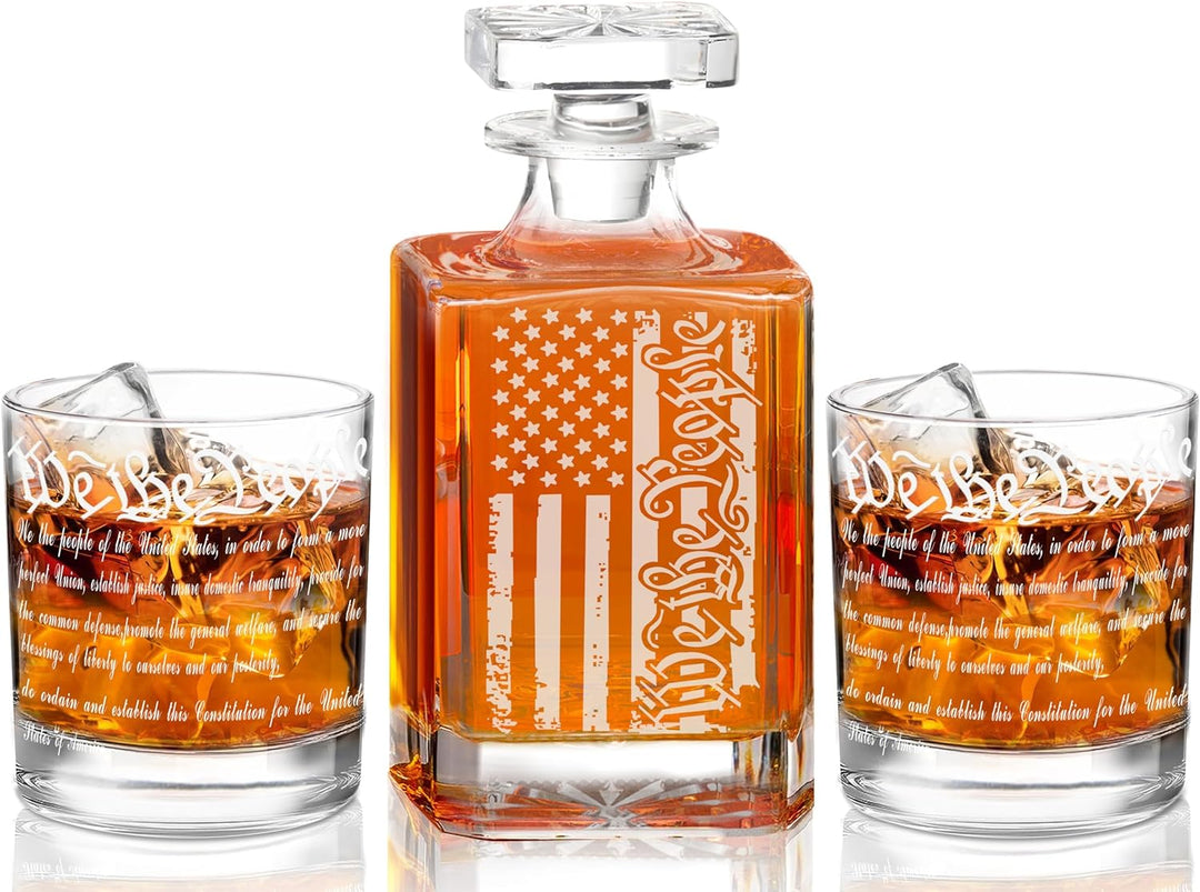 The "We The People" American Flag Whiskey Decanter Set - Bottles2Gift