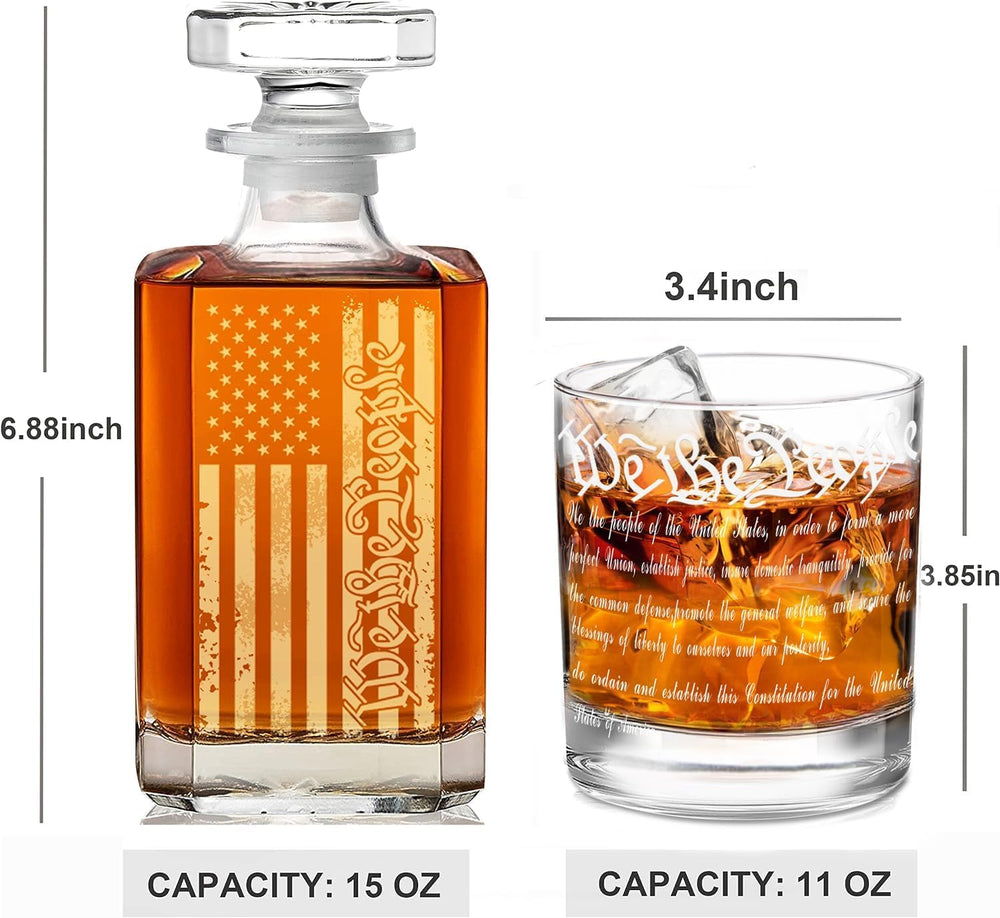 The "We The People" American Flag Whiskey Decanter Set - Bottles2Gift