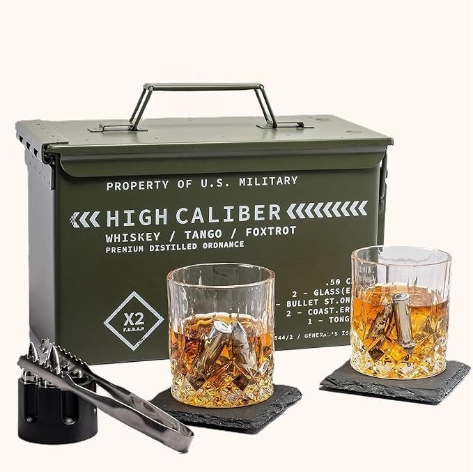 TITAN Military Whiskey Ammo Box Gift Set - Bottles2Gift