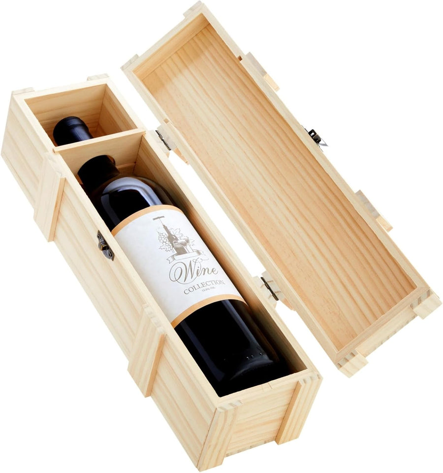 Unfinished Pine Wood Wine Box Crate - Bottles2Gift