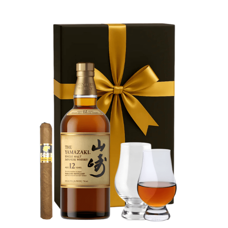 Yamazaki 12 - Year Single Malt 750ml Gift Set W/Gift Box - Glasses & Cigar - Bottles2Gift