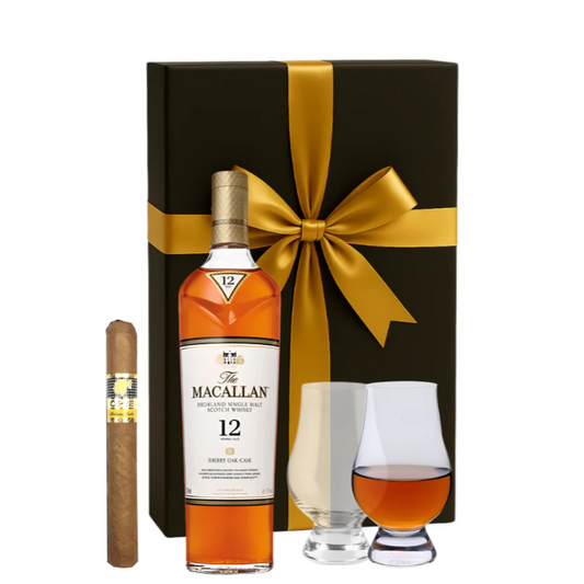 The Macallan 12 Year Sherry Oak 750ml Gift Set W/Gift Box+Glasses+Cigar