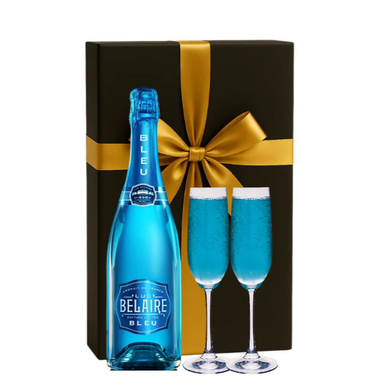 Luc Belaire Bleu Gift Box W/ 2 Champagne Flutes