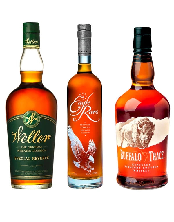 Buffalo Trace, Weller Special Reserve, and Eagle Rare whiskey 750ml Bourbon Bundle