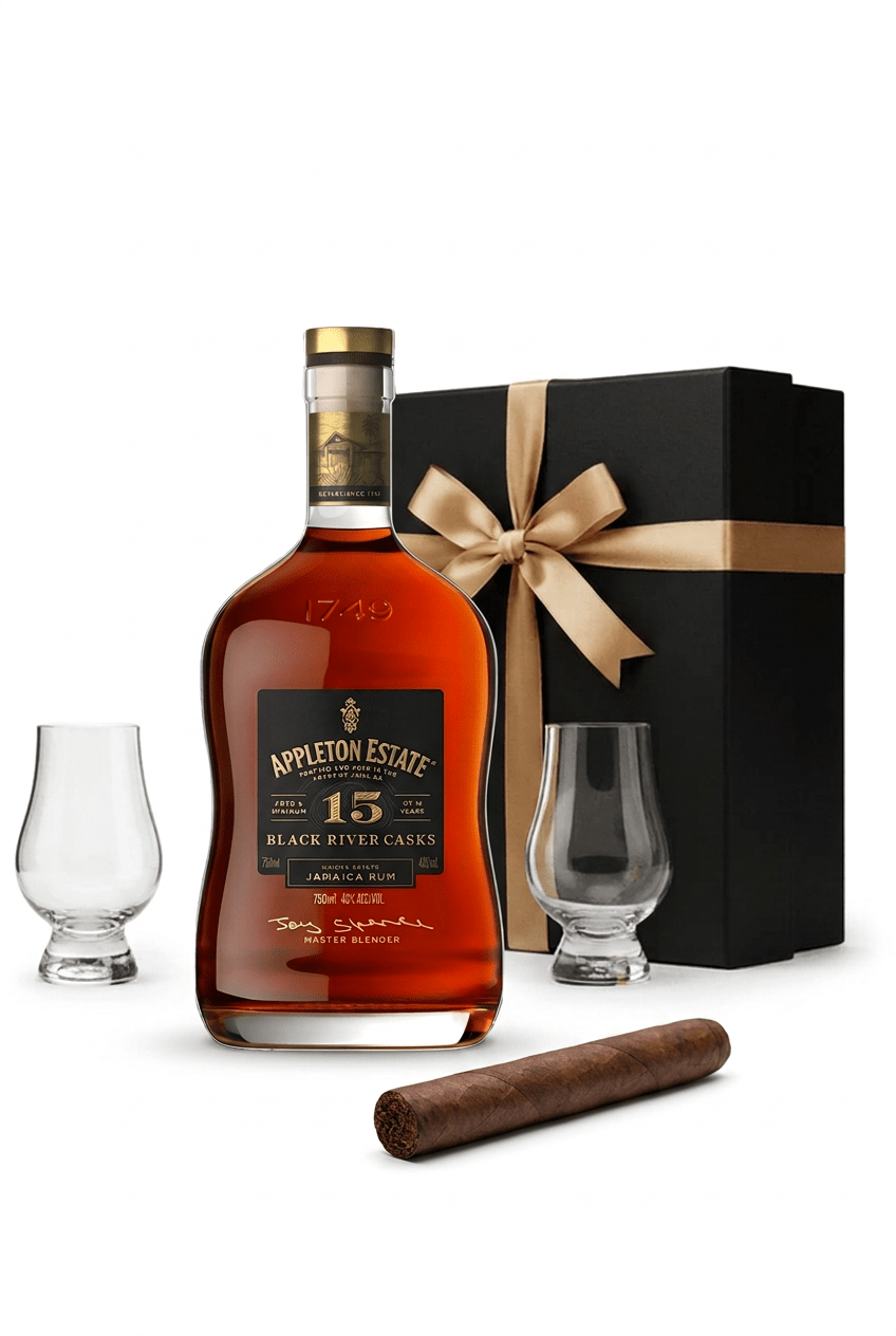 Appleton Estate Luxury Rum Gift Set with Gift Box, 2 Tasting Glasses & Cigar - Bottles2Gift