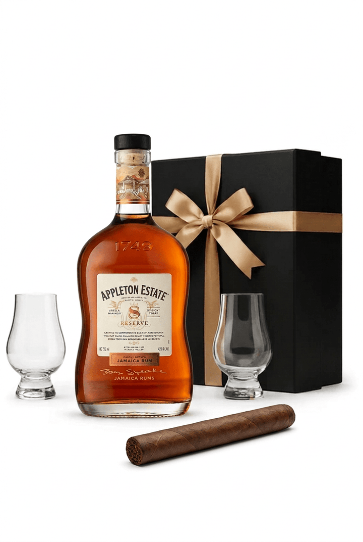 Appleton Estate Luxury Rum Gift Set with Gift Box, 2 Tasting Glasses & Cigar - Bottles2Gift