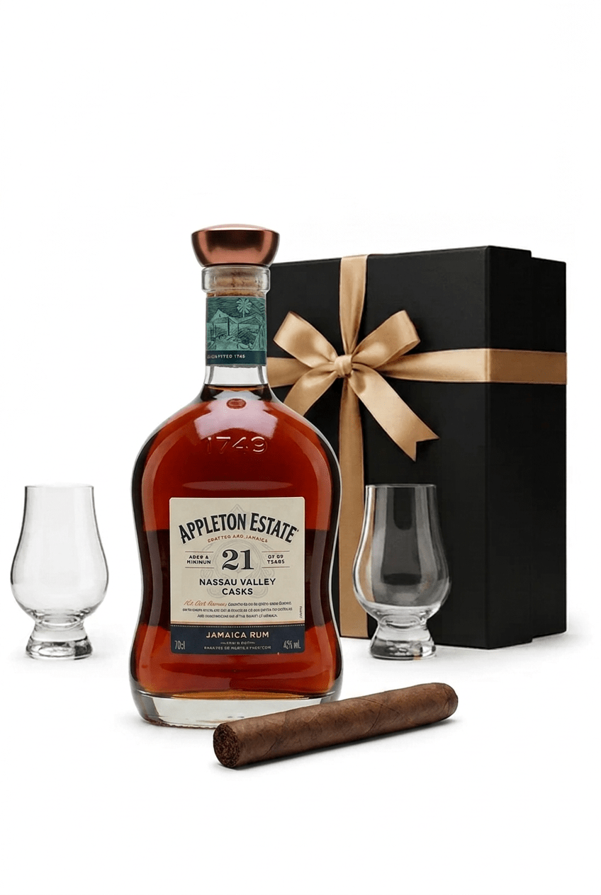 Appleton Estate Luxury Rum Gift Set with Gift Box, 2 Tasting Glasses & Cigar - Bottles2Gift