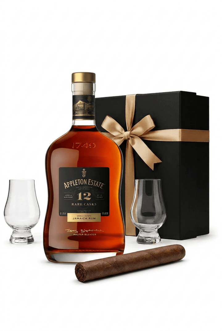 Appleton Estate Luxury Rum Gift Set with Gift Box, 2 Tasting Glasses & Cigar - Bottles2Gift