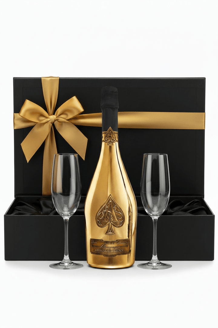 Armand de Brignac Brut Gold Champagne Gift Box W/ 2 Champagne Flutes - Bottles2Gift