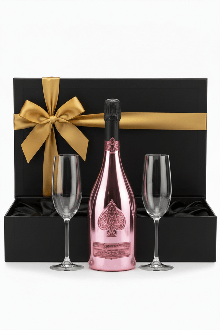 Armand de Brignac Brut Rosé Champagne Gift Box W/ 2 Champagne Flutes - Bottles2Gift