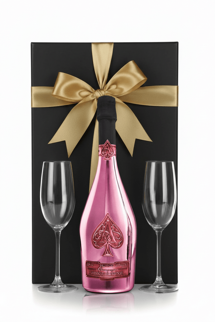 Armand de Brignac Brut Rosé Champagne Gift Box W/ 2 Champagne Flutes - Bottles2Gift