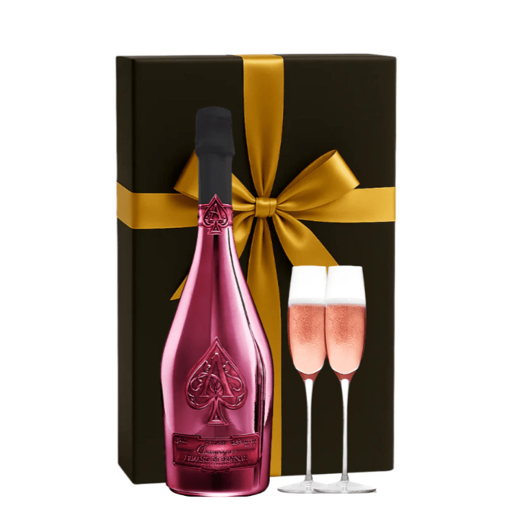Armand de Brignac Brut Rosé Champagne Gift Box W/ 2 Champagne Flutes - Bottles2Gift