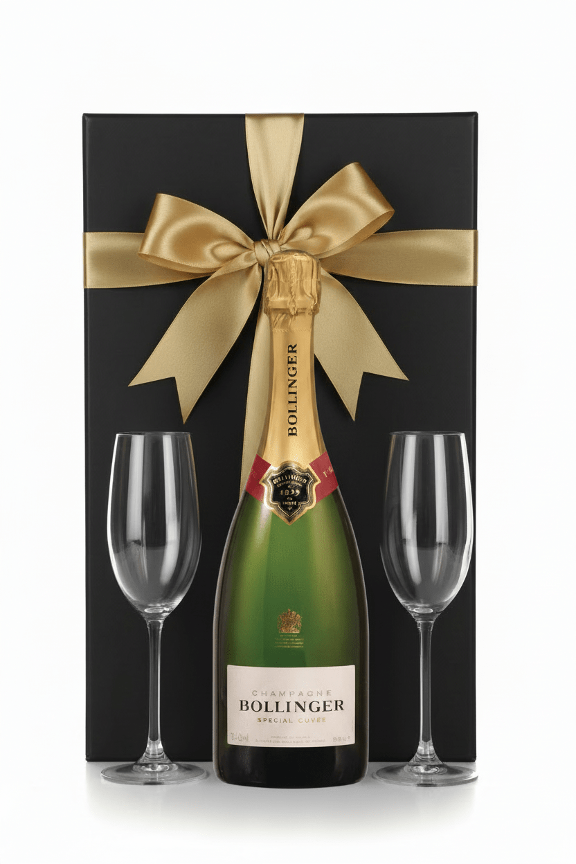 Bollinger Special Cuvée Brut Champagne Gift Box W/ 2 Champagne Flutes ( 750 ML ) - Bottles2Gift