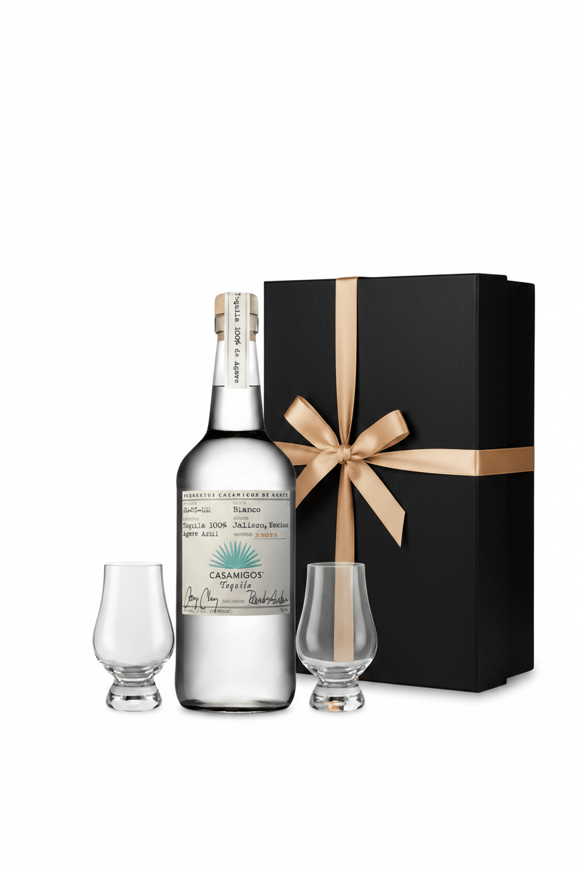 Casamigos Blanco Tequila Gift Set W/ Gift Box and 2 Tasting Glasses - Bottles2Gift