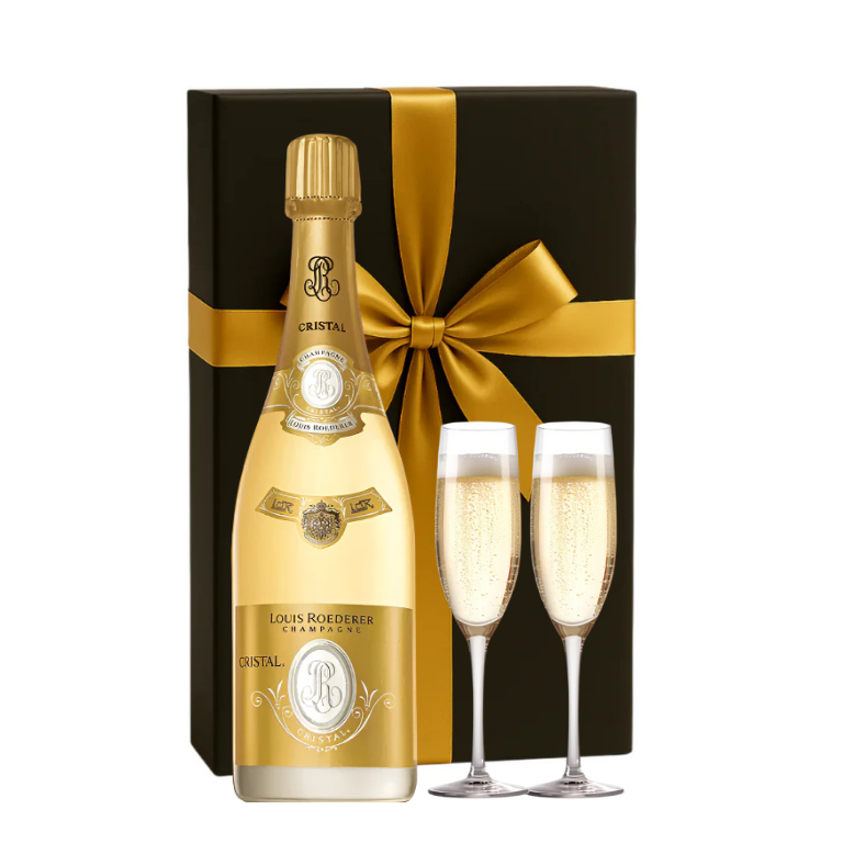 Louis Roederer Cristal Brut Champagne Gift Box W/ 2 Champagne Flutes