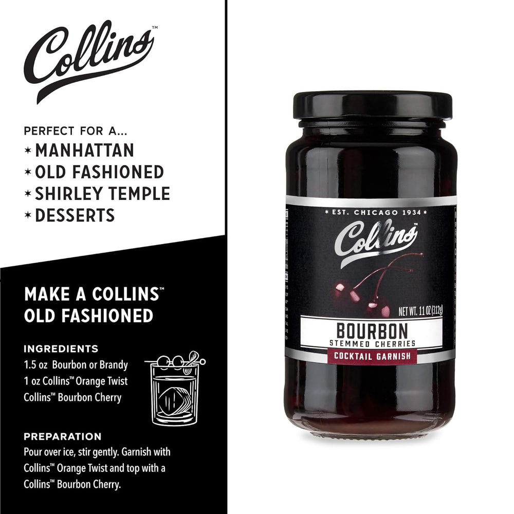 Collins Bourbon Stemmed Cocktail Cherries - Bottles2Gift