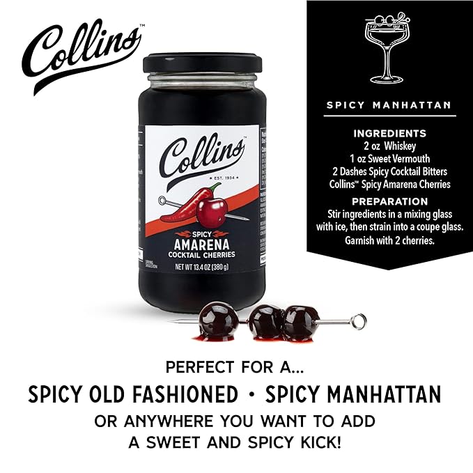 Collins Spicy Amarena Cocktail Cherries - Bottles2Gift