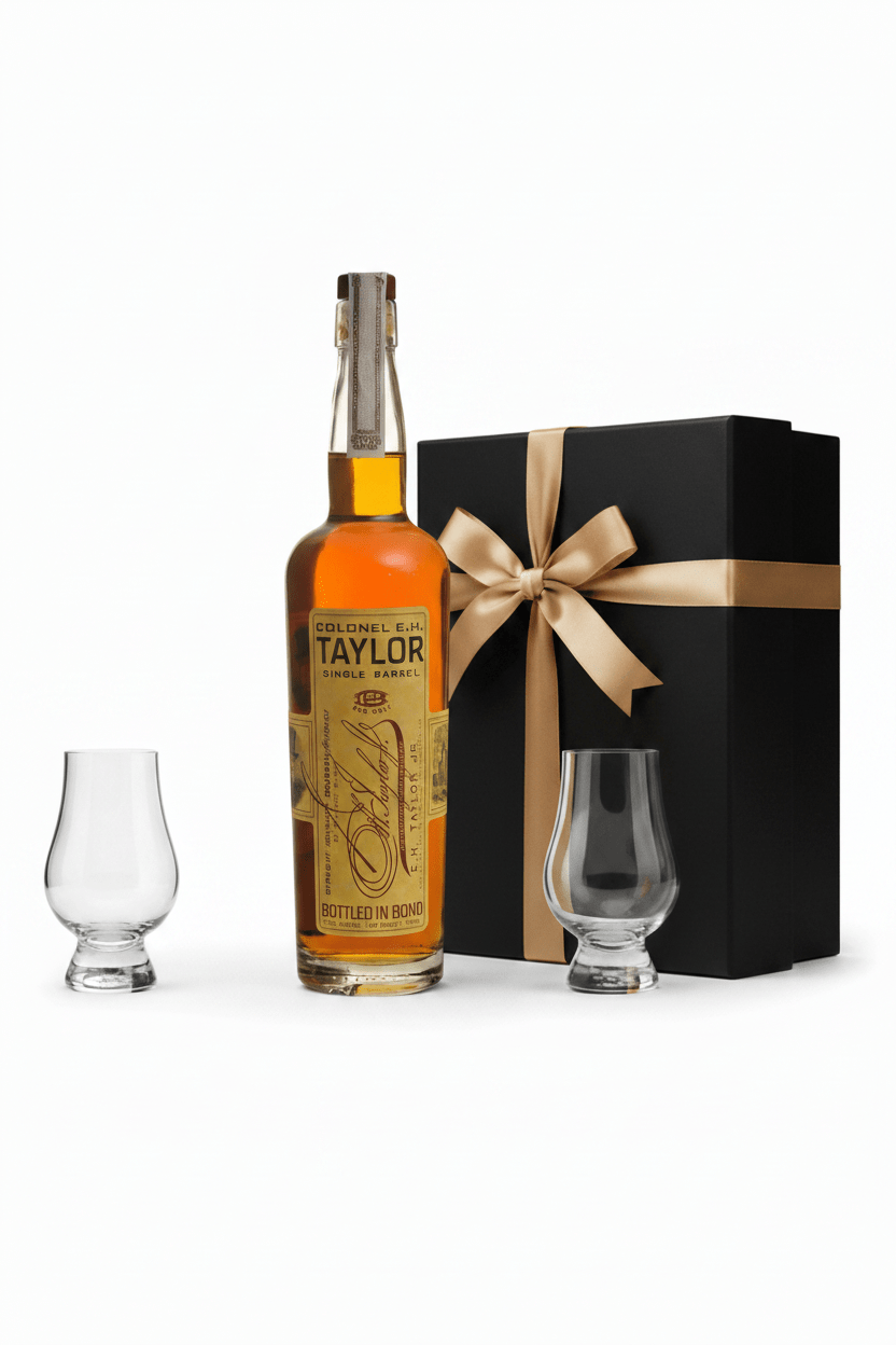 Colonel E.H. Taylor Single Barrel Bourbon Gift Set W/Gift Box and Glasses 750ml - Bottles2Gift