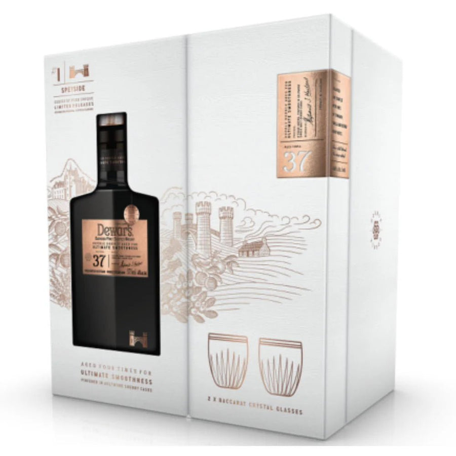 Dewar's Double Double Aged 37 Yr 96 W/ 2 Baccarat Glasses 375ml - Bottles2Gift