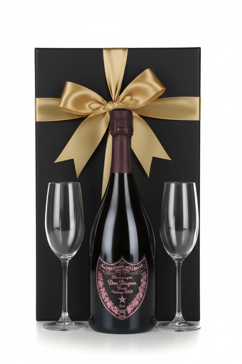Dom Pérignon Rosé Champagne Gift Box W/ 2 Champagne Flutes - Bottles2Gift