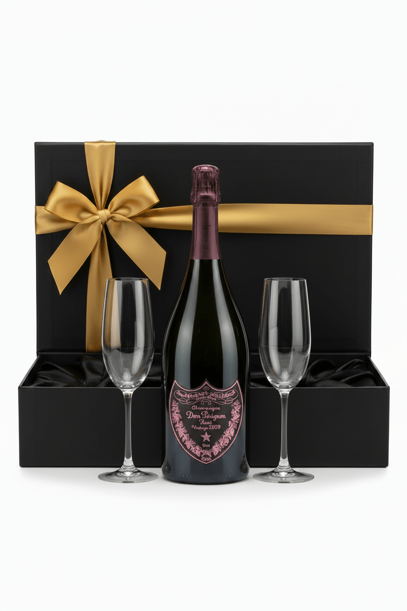 Dom Pérignon Rosé Champagne Gift Box W/ 2 Champagne Flutes - Bottles2Gift
