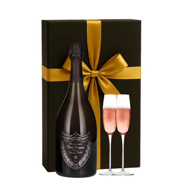 Dom Pérignon Rosé Vintage Champagne Gift Box W/ 2 Champagne Flutes - Bottles2Gift