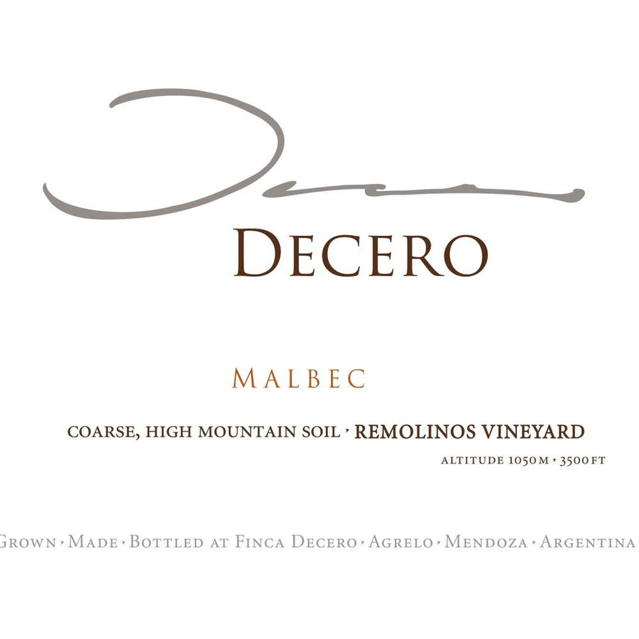 Finca Decero Agrelo Remolinos Vineyard Malbec Argentina 750ml - Bottles2Gift