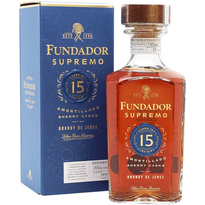 Fundador Brandy De Jerez Supremo Amontillado Sherry Casks Solera Gran Reser 15 Yr - Bottles2Gift