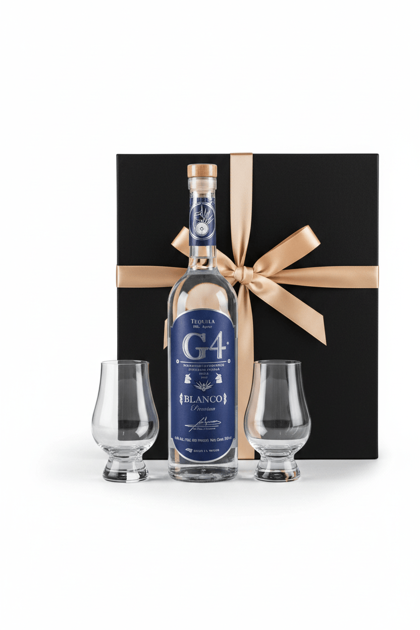 G4 Blanco Tequila Gift Set W/ Gift Box and Glasses 750ml - Bottles2Gift
