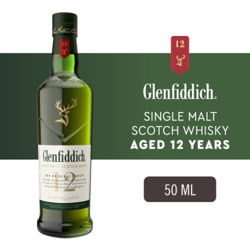 Glenfiddich 12 Year Old Single Malt Scotch Whisky 50ml Miniature - Bottles2Gift