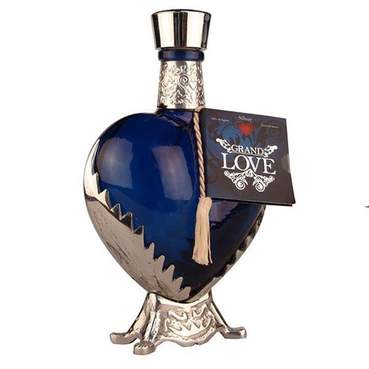 Grand Love Blue Heart Bottle Blanco Tequila - Bottle Engraving