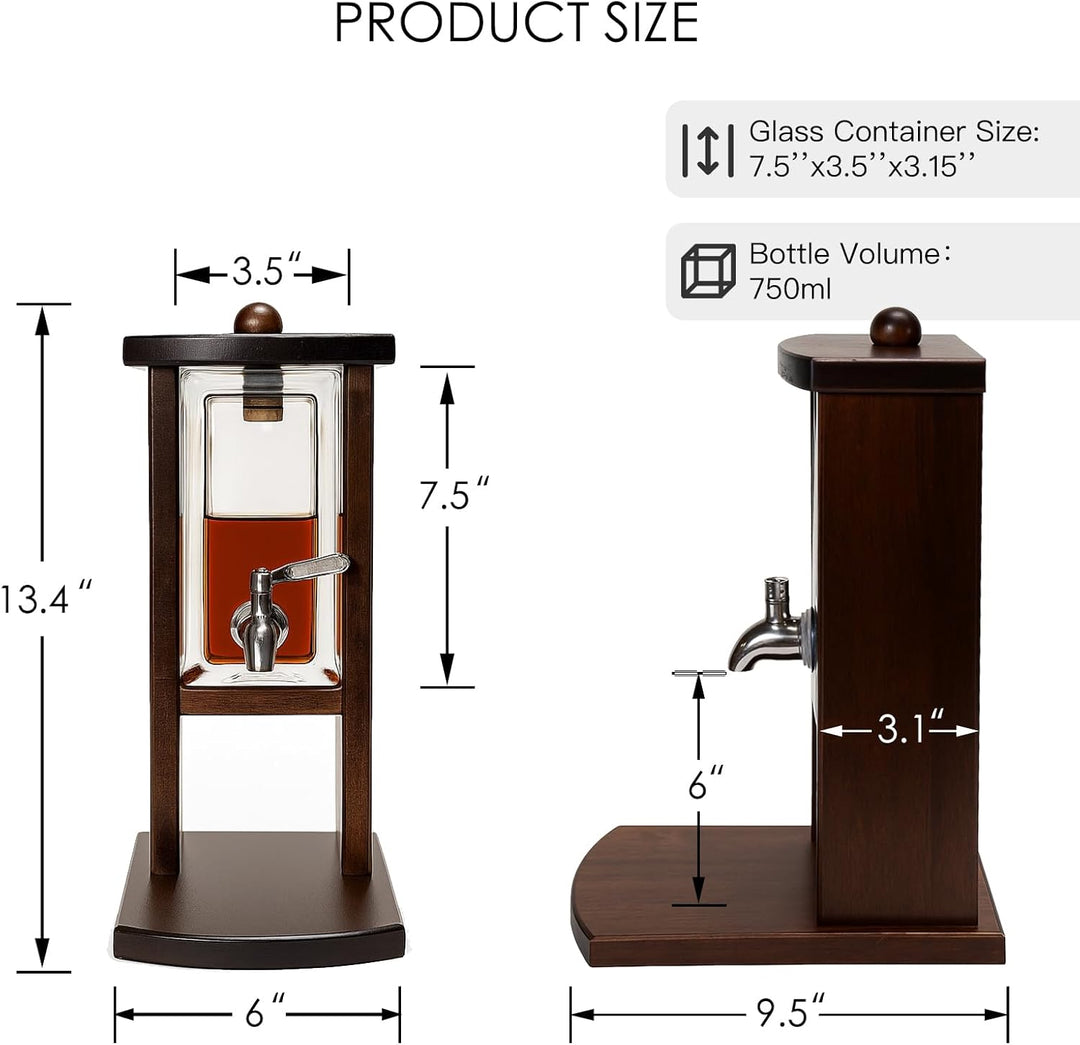 Handcrafted Wood & Glass Liquor Dispenser - Bottles2Gift