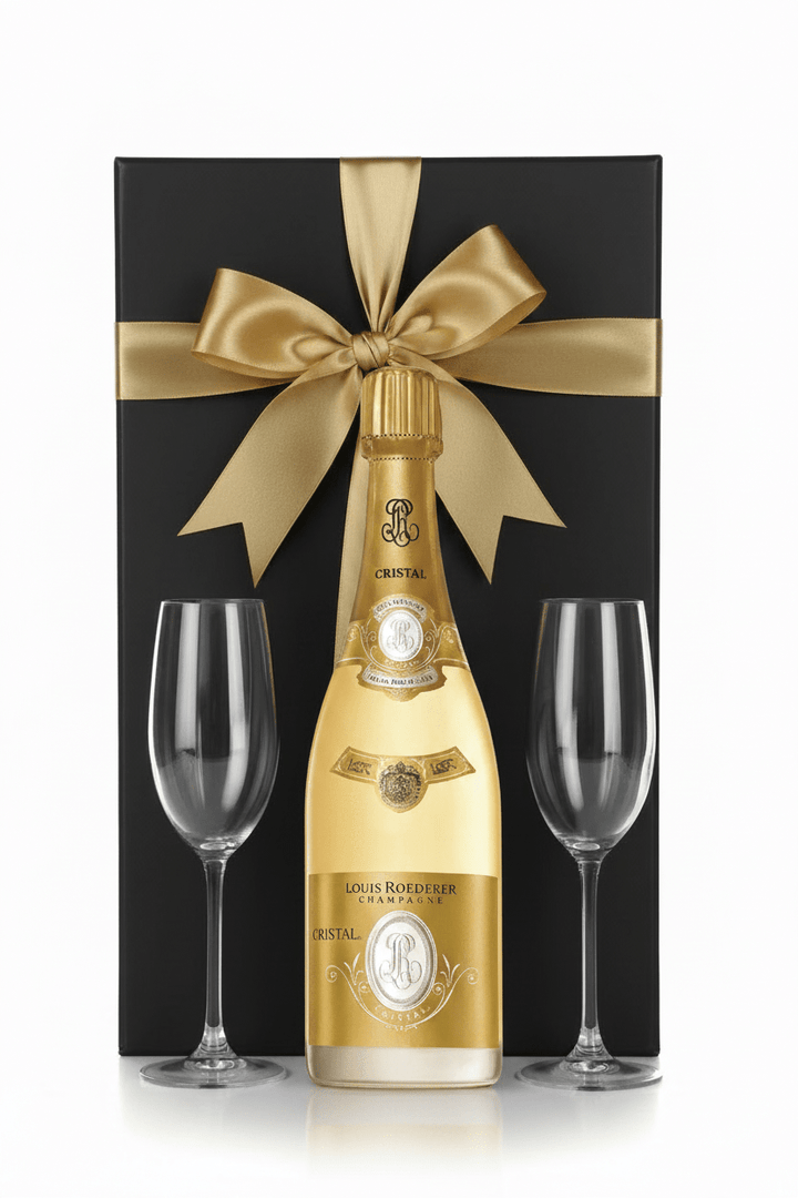 Louis Roederer Cristal Brut Champagne Gift Box W/ 2 Champagne Flutes - Bottles2Gift